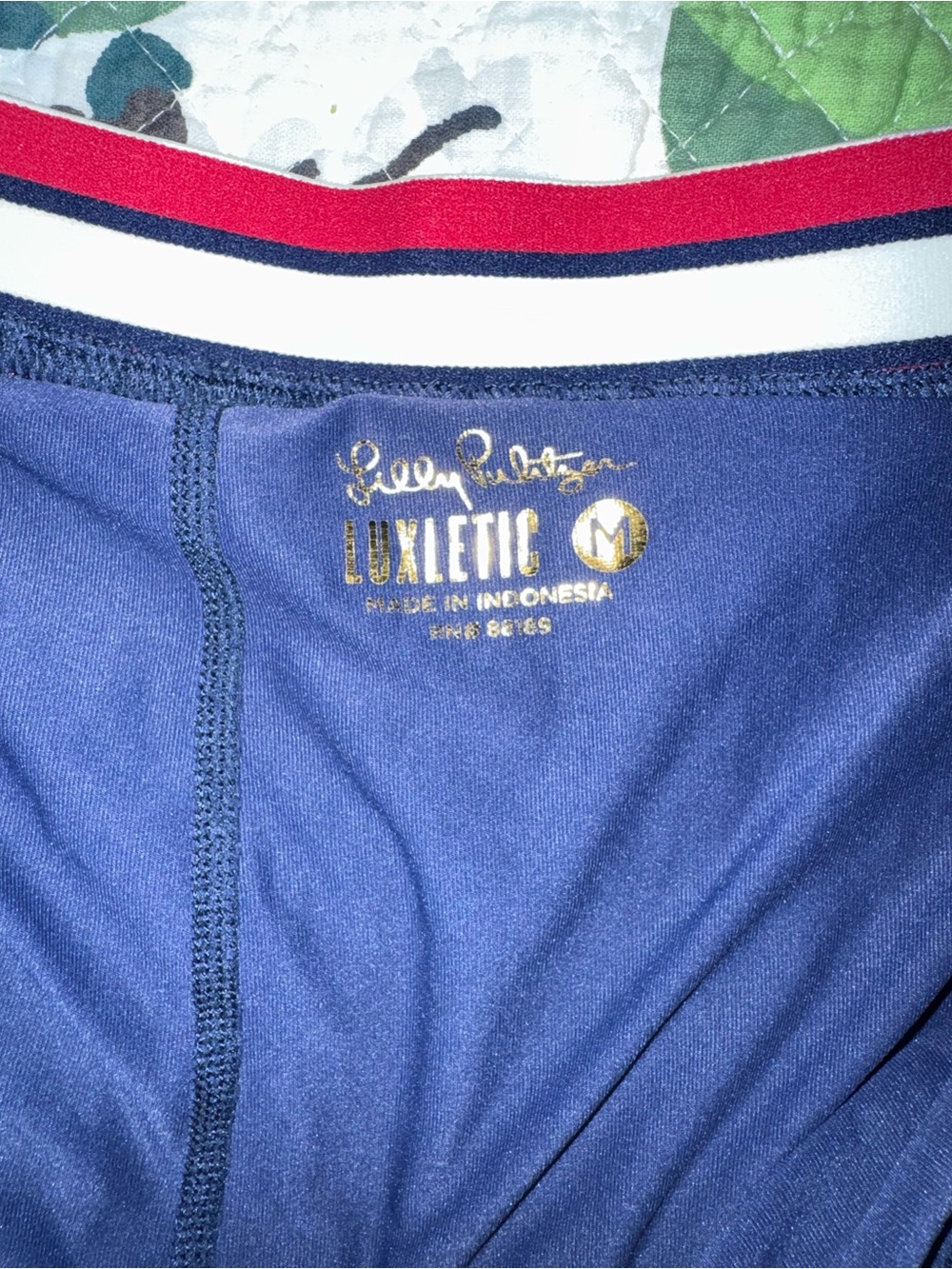 Lilly Pulitzer Luxletic Navy Pleated Skort with Striped Waistband - Picture 5 of 6